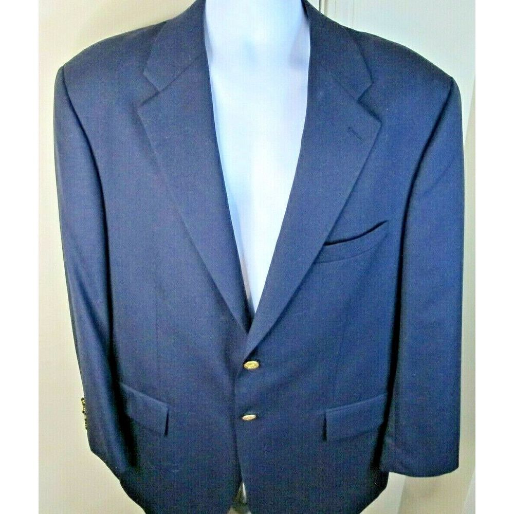 Vintage Chaps Ralph Lauren Men's Blazer Navy Blue 100% Wool 2 Button Sport Coat‎